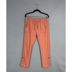 Hei Hei Pants Womens Small Orange Jogger Elastic Waist Linen Blend Travel Anthro